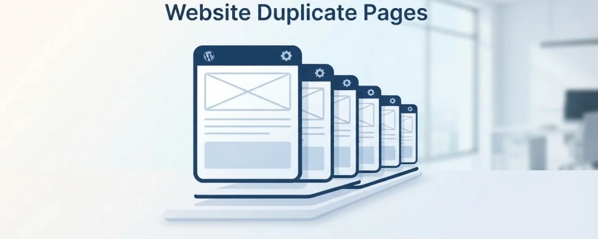 Website duplicate pages shown as repeated WordPress page layouts